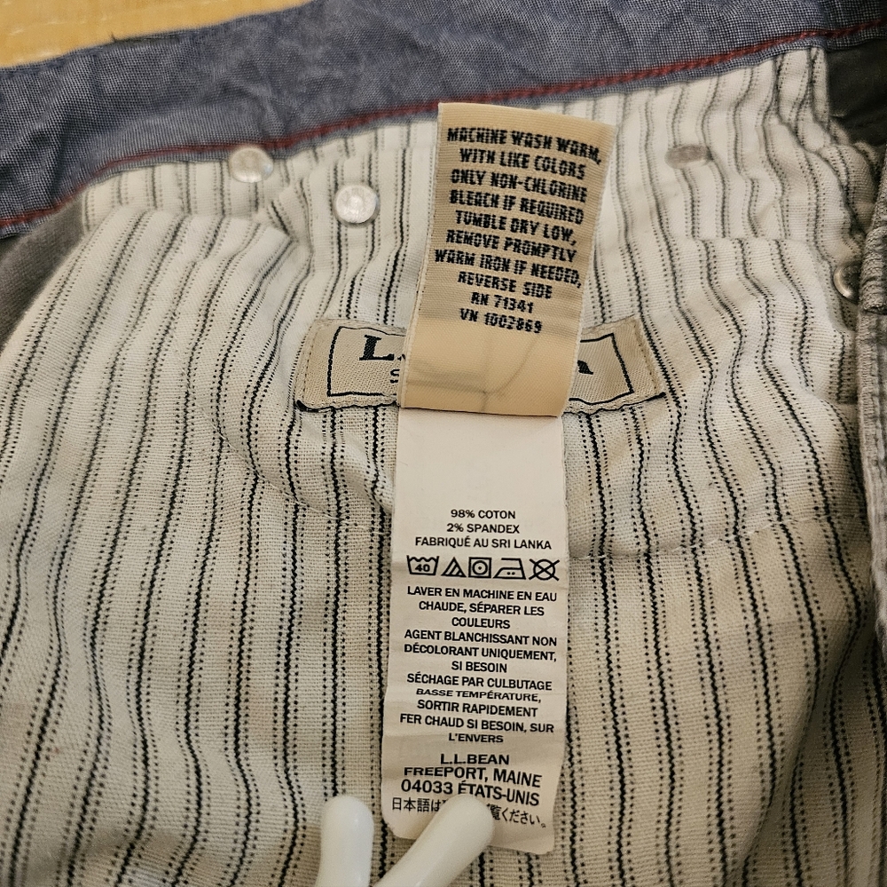 L.L. Bean Corduroy Pants Mens Gray 35x34 Flat Front Standard‎ Fit Straight Leg - Picture 6 of 9